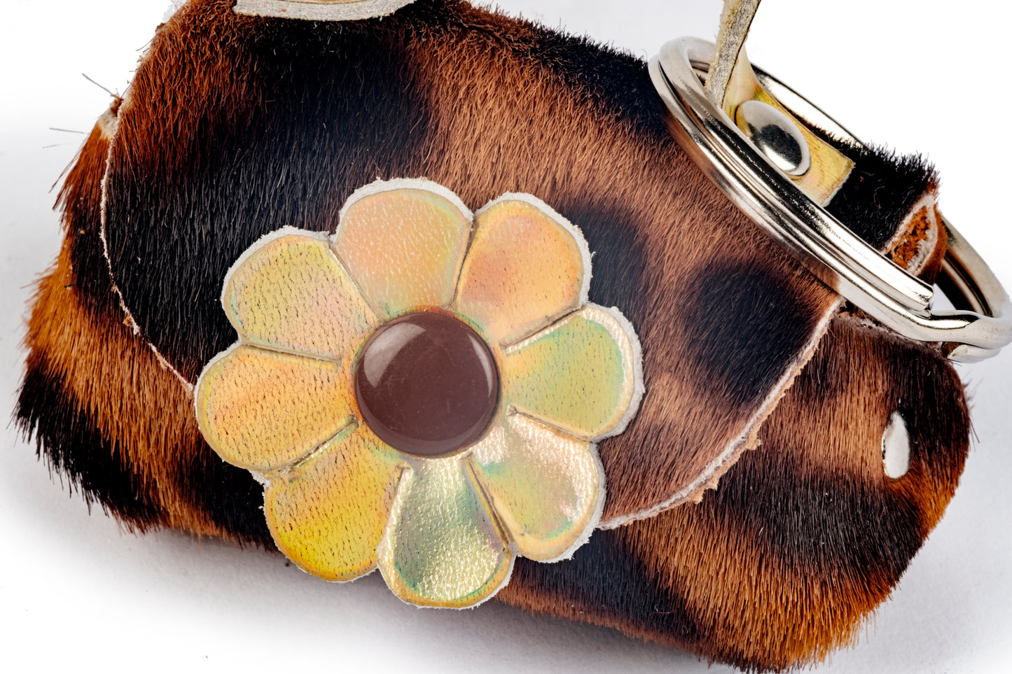 Portachiavi borsetta baby maculata marrone