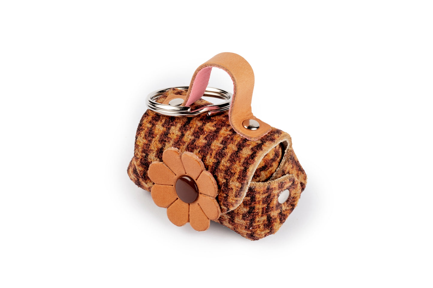 Portachiavi borsetta baby texture toni marrone