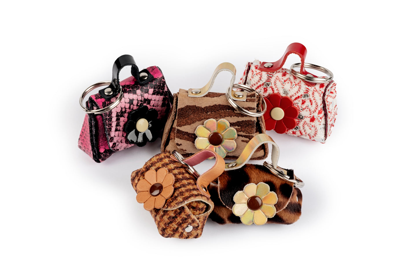 Portachiavi borsetta baby texture toni marrone