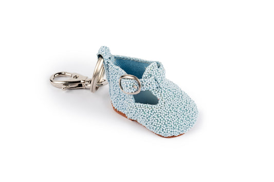 Portachiavi scarpina bebè mosaico celeste