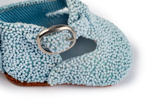 Portachiavi scarpina bebè mosaico celeste