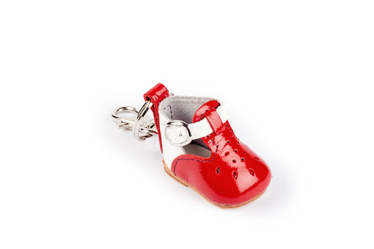 Portachiavi scarpina bebè bicolore rosso e bianco