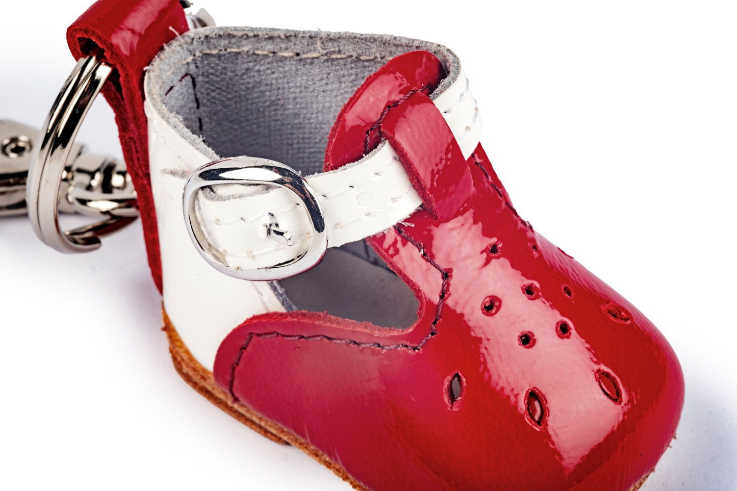 Portachiavi scarpina bebè bicolore rosso e bianco