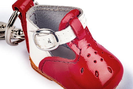 Portachiavi scarpina bebè bicolore rosso e bianco