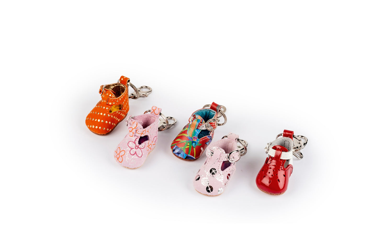 Portachiavi scarpina bebè rossa fantasia pesci
