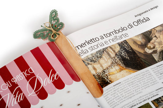 Segnalibro doppia farfallina verde e rosa