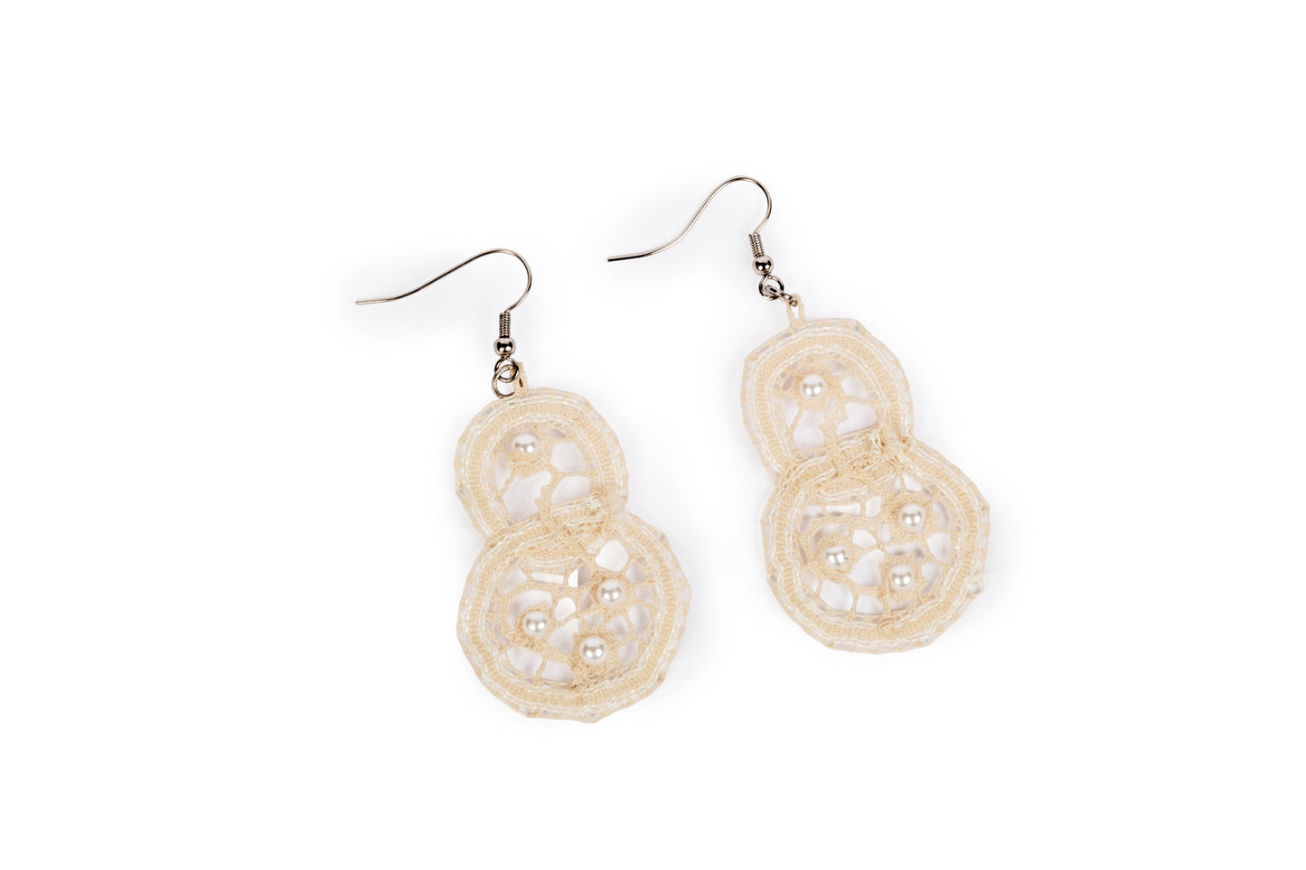 Orecchini merletto pendenti in seta e cotone