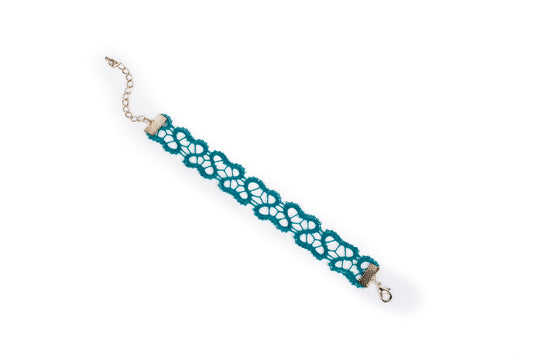 Bracciale in merletto color ottanio