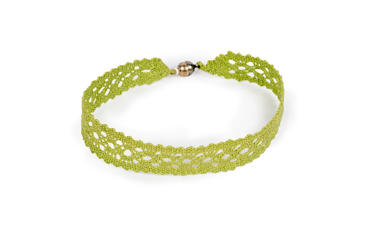 Bracciale in merletto a tombolo colore verde