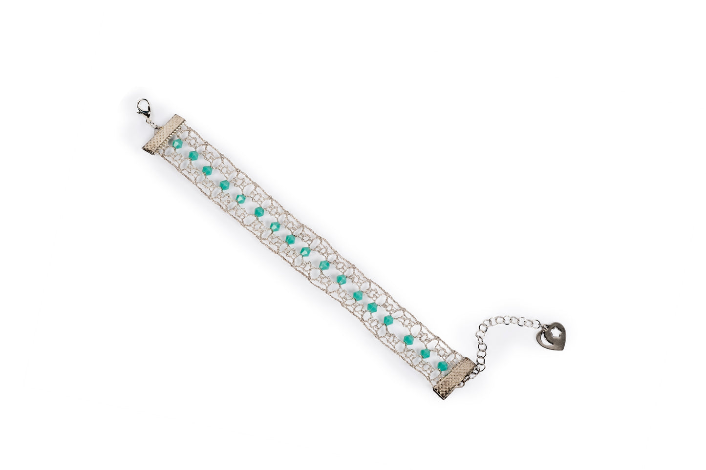 Bracciale a fascia in merletto con pietre dure