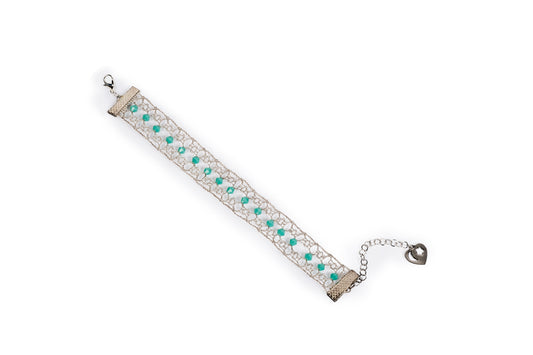 Bracciale a fascia in merletto con pietre dure