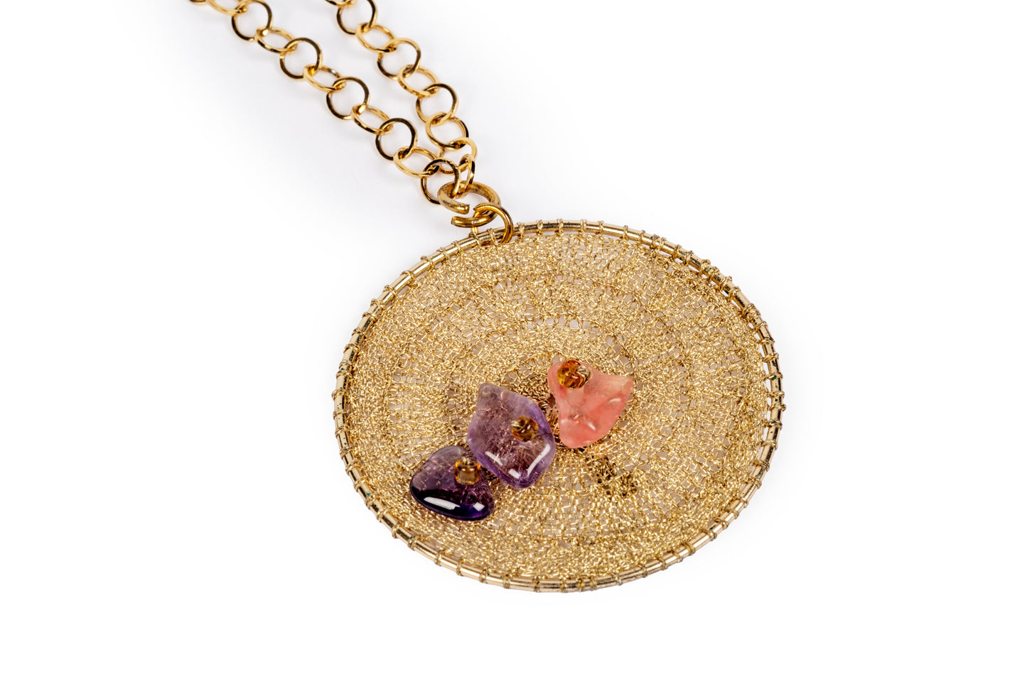 Ciondolo in merletto colore oro metallizzato