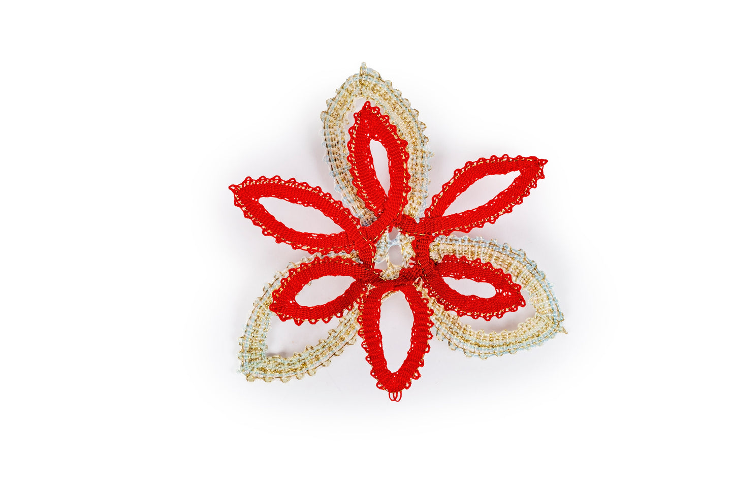 Decorazione fiore in merletto per albero di Natale