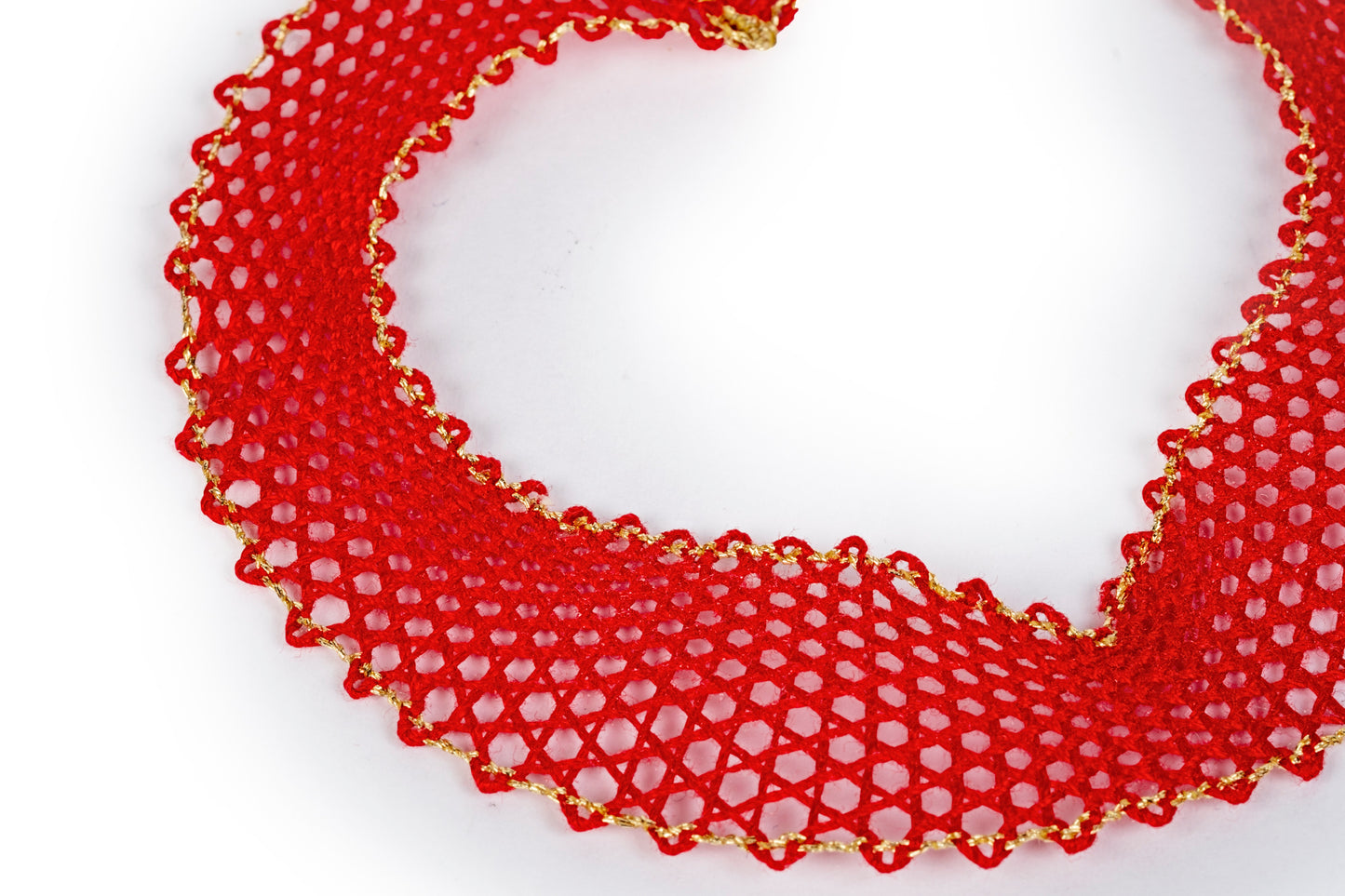 Decorazione pallina in merletto per albero di Natale, rosso e oro