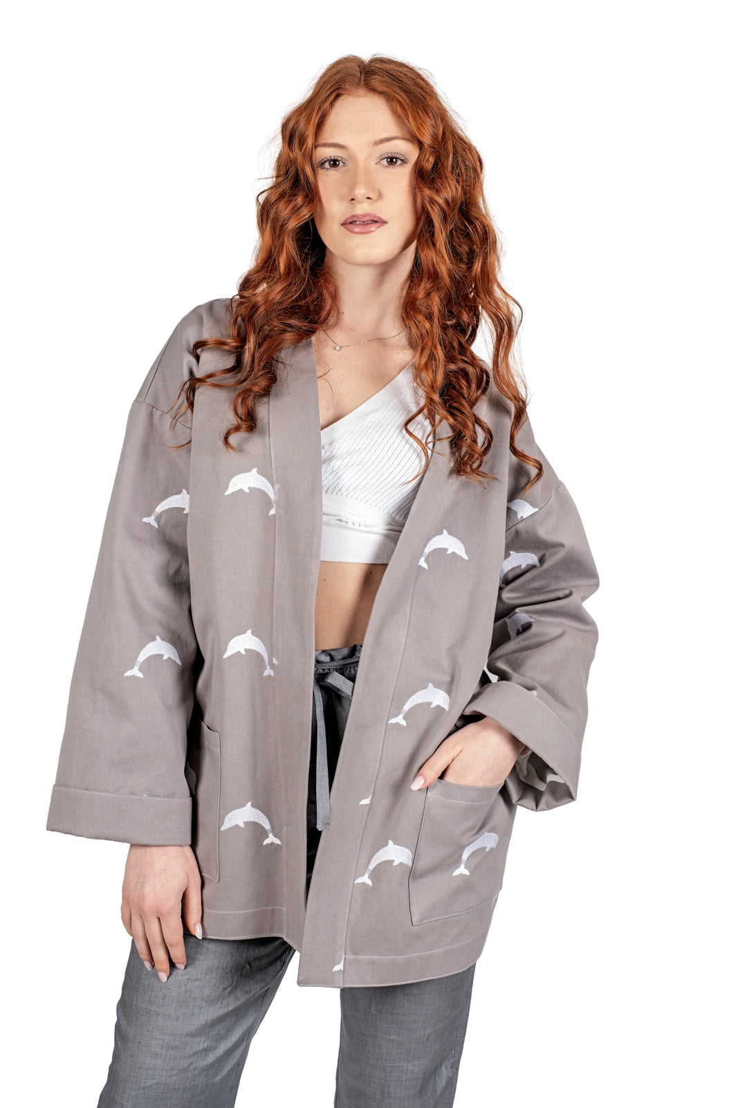 Kimono Dauphin tailored jacket in cotton and silk