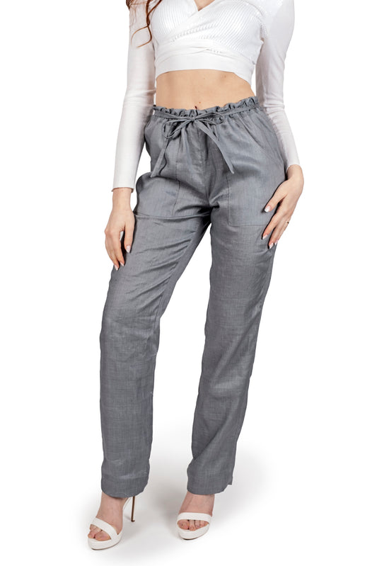 Pantalone palazzo in lino