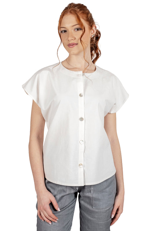 Blusa in tessuto antico primi del Novecento e intarsio crochet