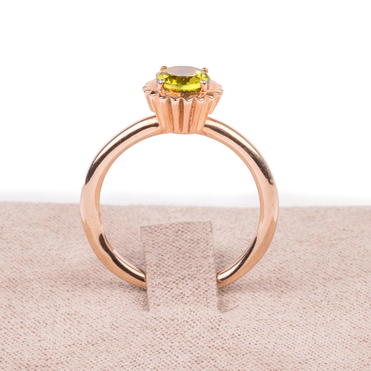 Anello Cupcake Peridoto e Oro rosa - taglio a brillante