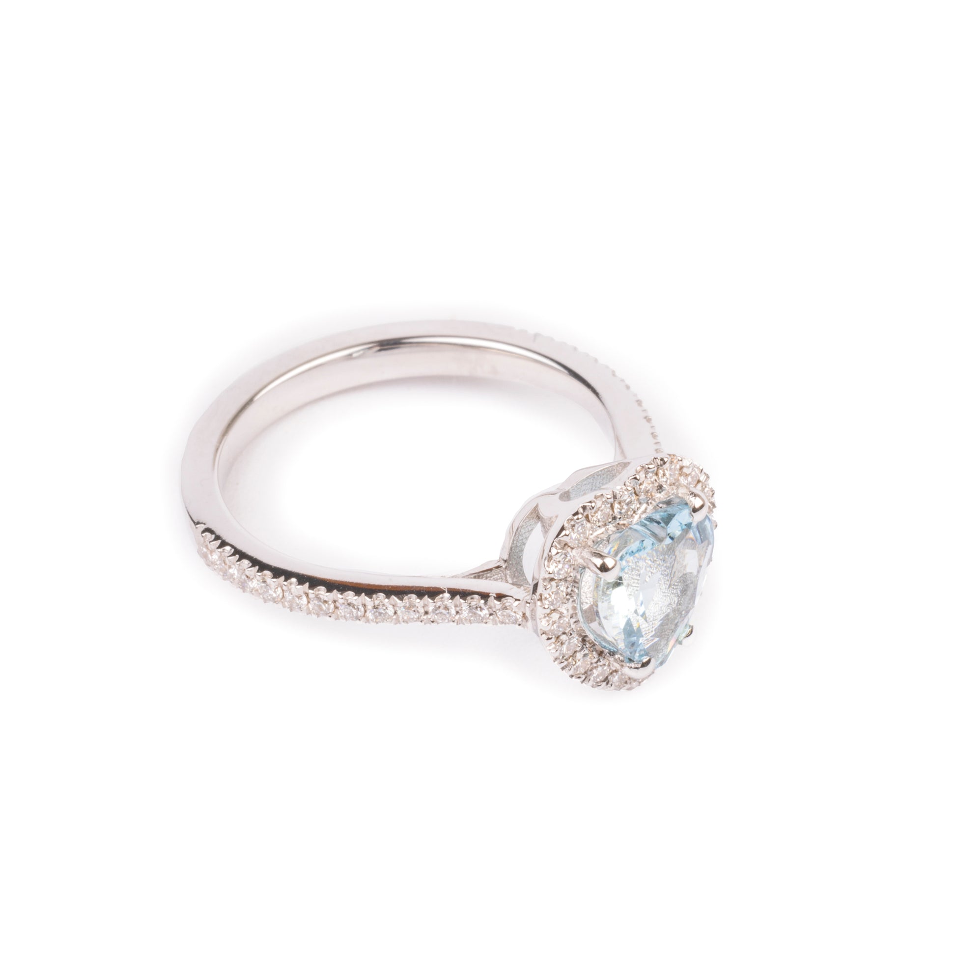 Anello Heart Aqua Single - oro bianco