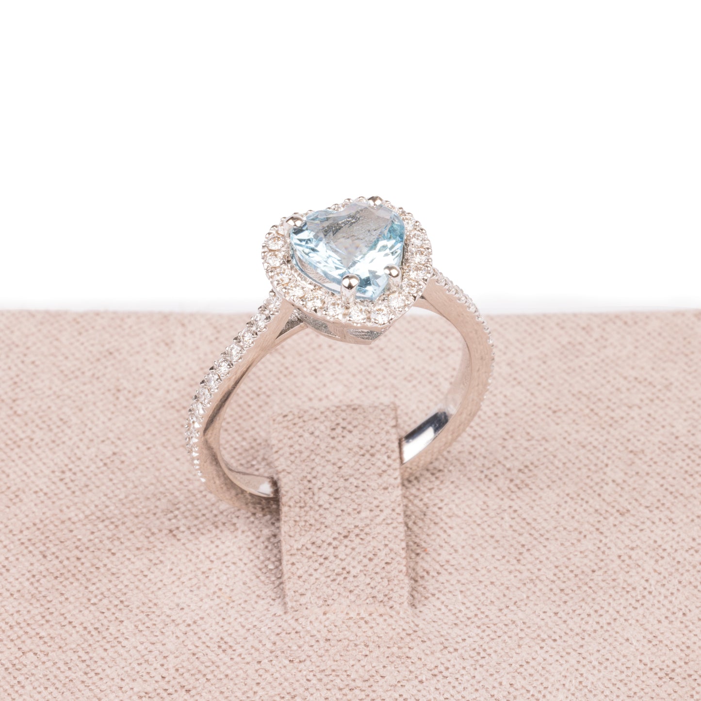 Anello Heart Aqua Single - oro bianco