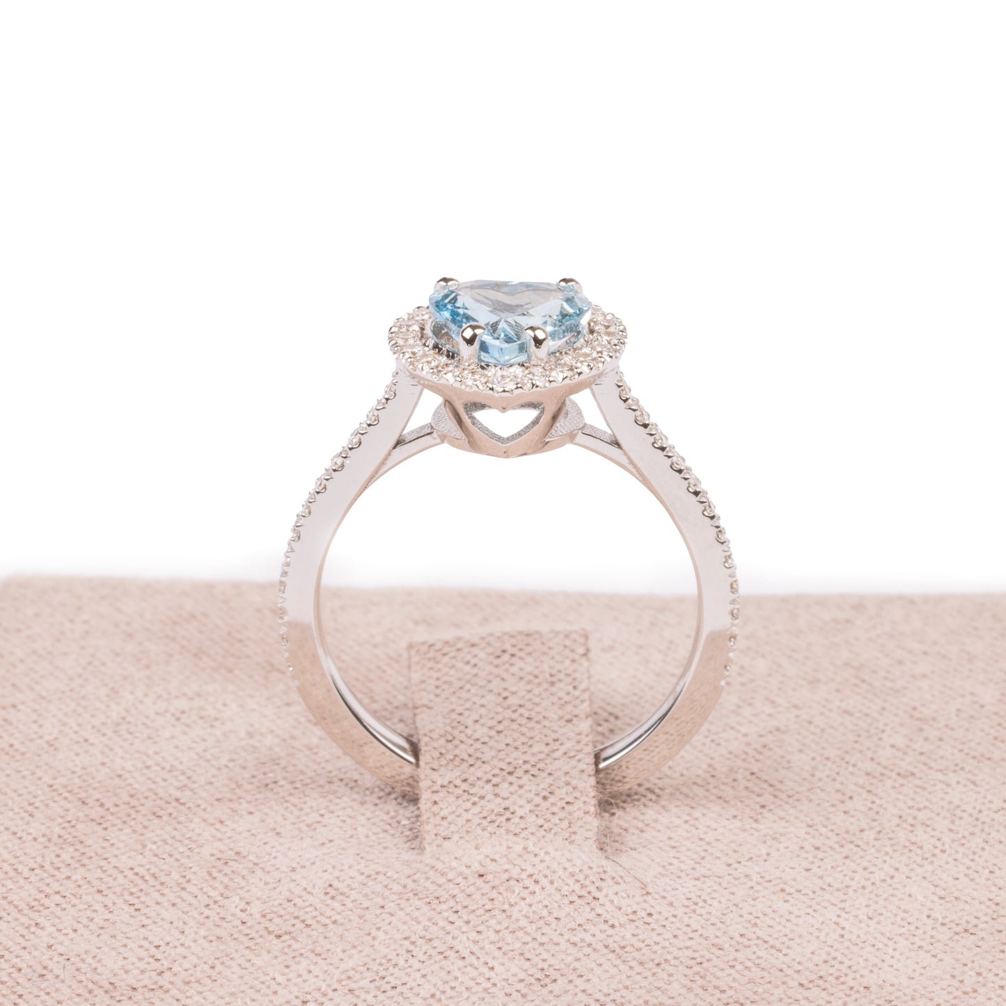 Anello Heart Aqua Single - oro bianco