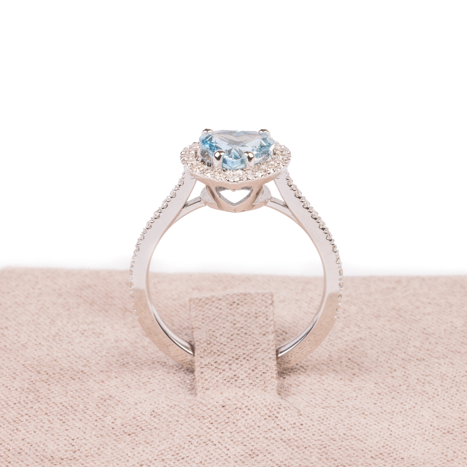 Anello Heart Aqua Single - oro bianco