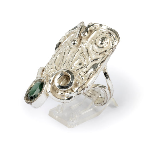 Anello argento 925 con tormalina verde