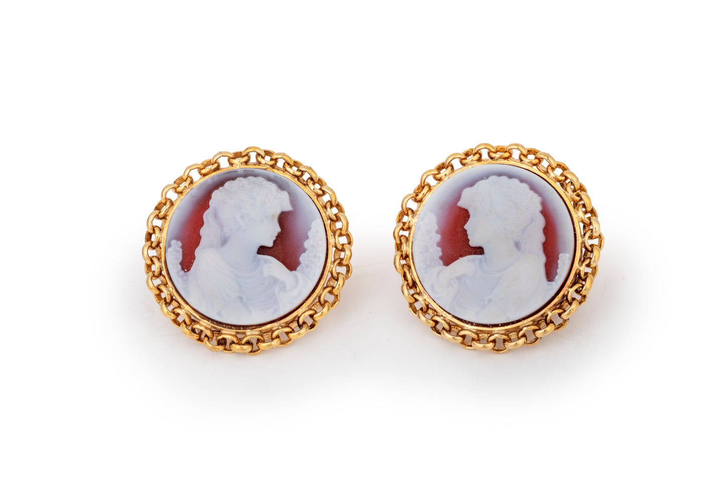 Agate cameo earrings