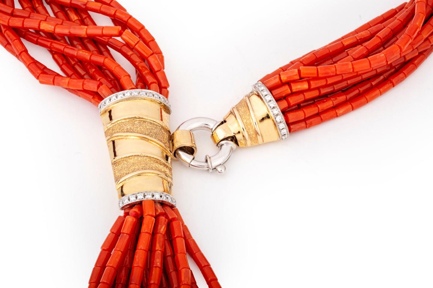 Coral multi-strand torchon necklace