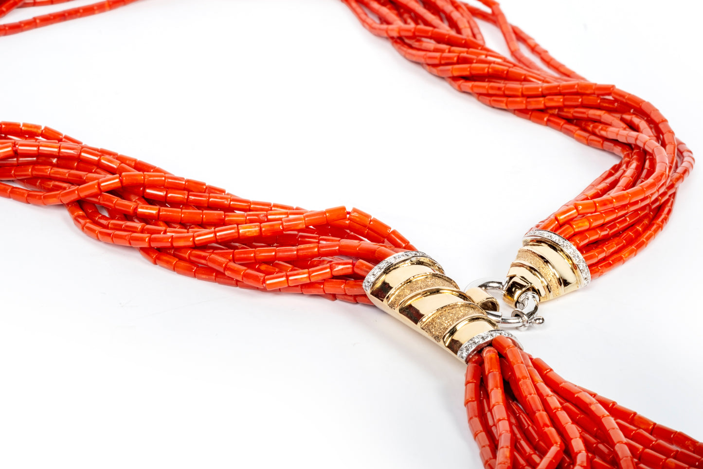Coral multi-strand torchon necklace