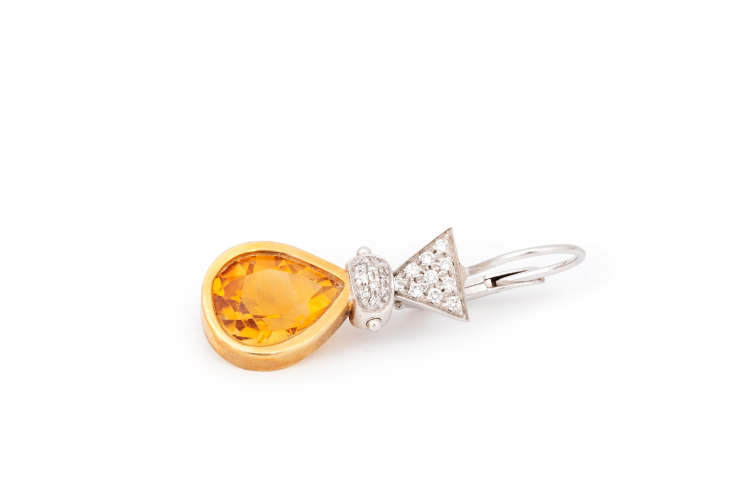 Teardrop dangle earrings with yellow topaz