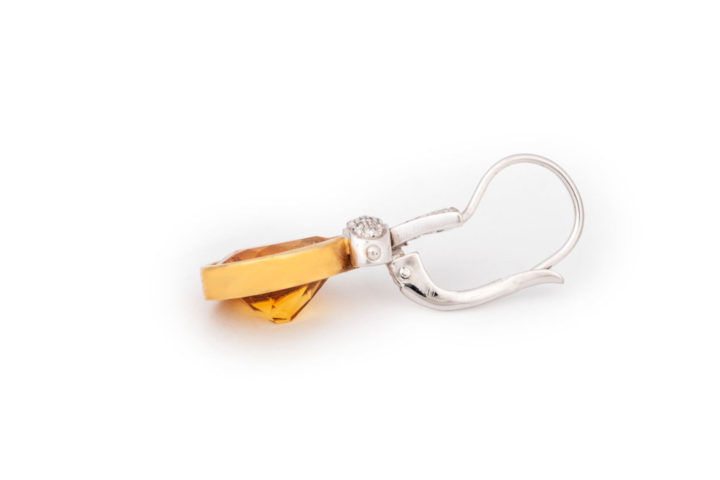 Teardrop dangle earrings with yellow topaz