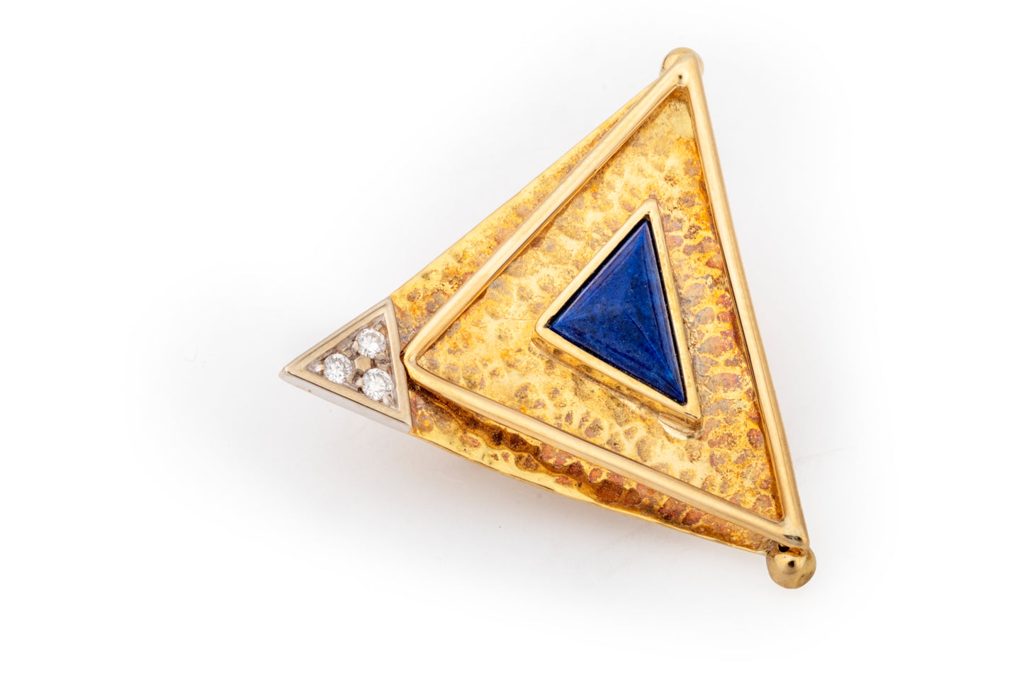 Triangle earrings with diamonds and lapis lazuli