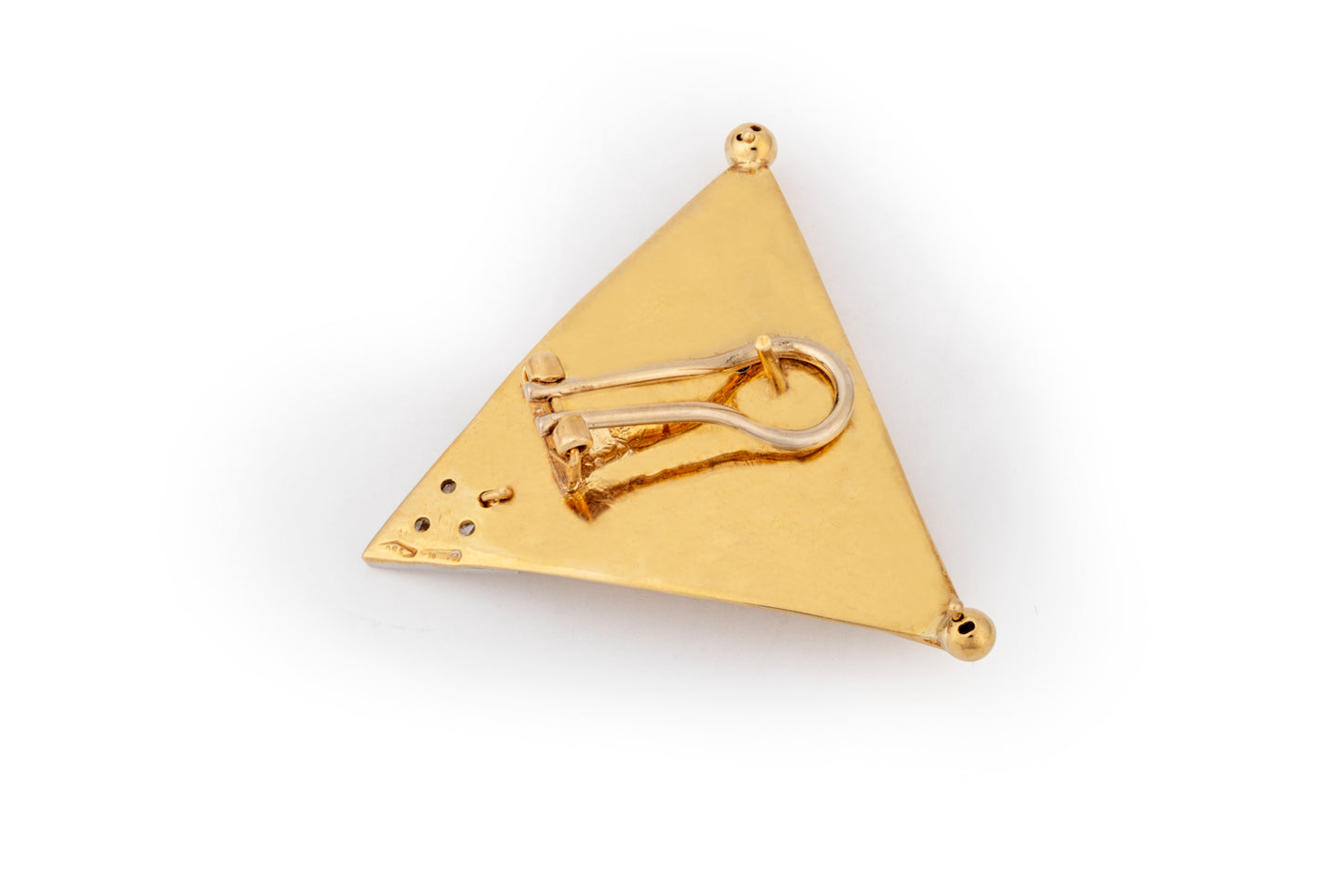 Triangle earrings with diamonds and lapis lazuli