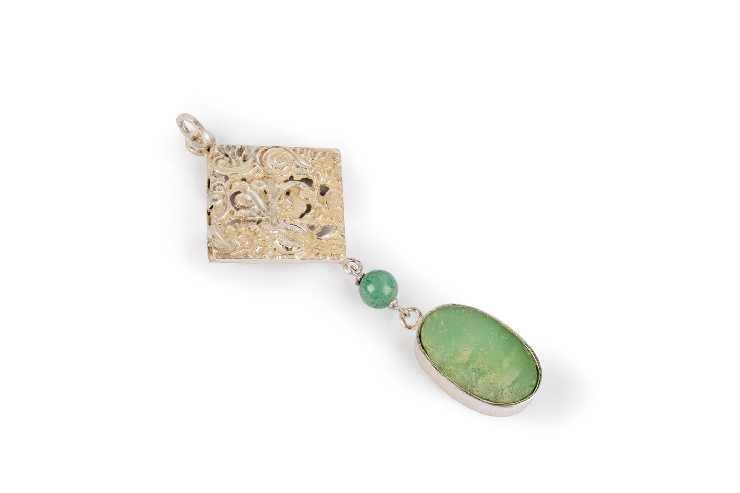 Ciondolo argento giada e crisoprasio