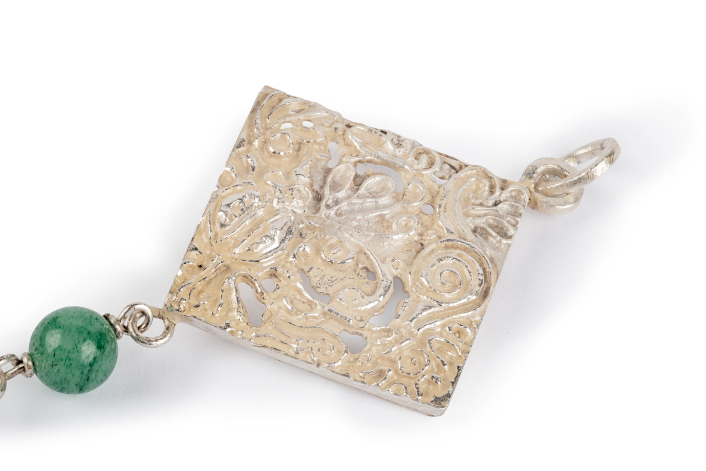 Ciondolo argento giada e crisoprasio