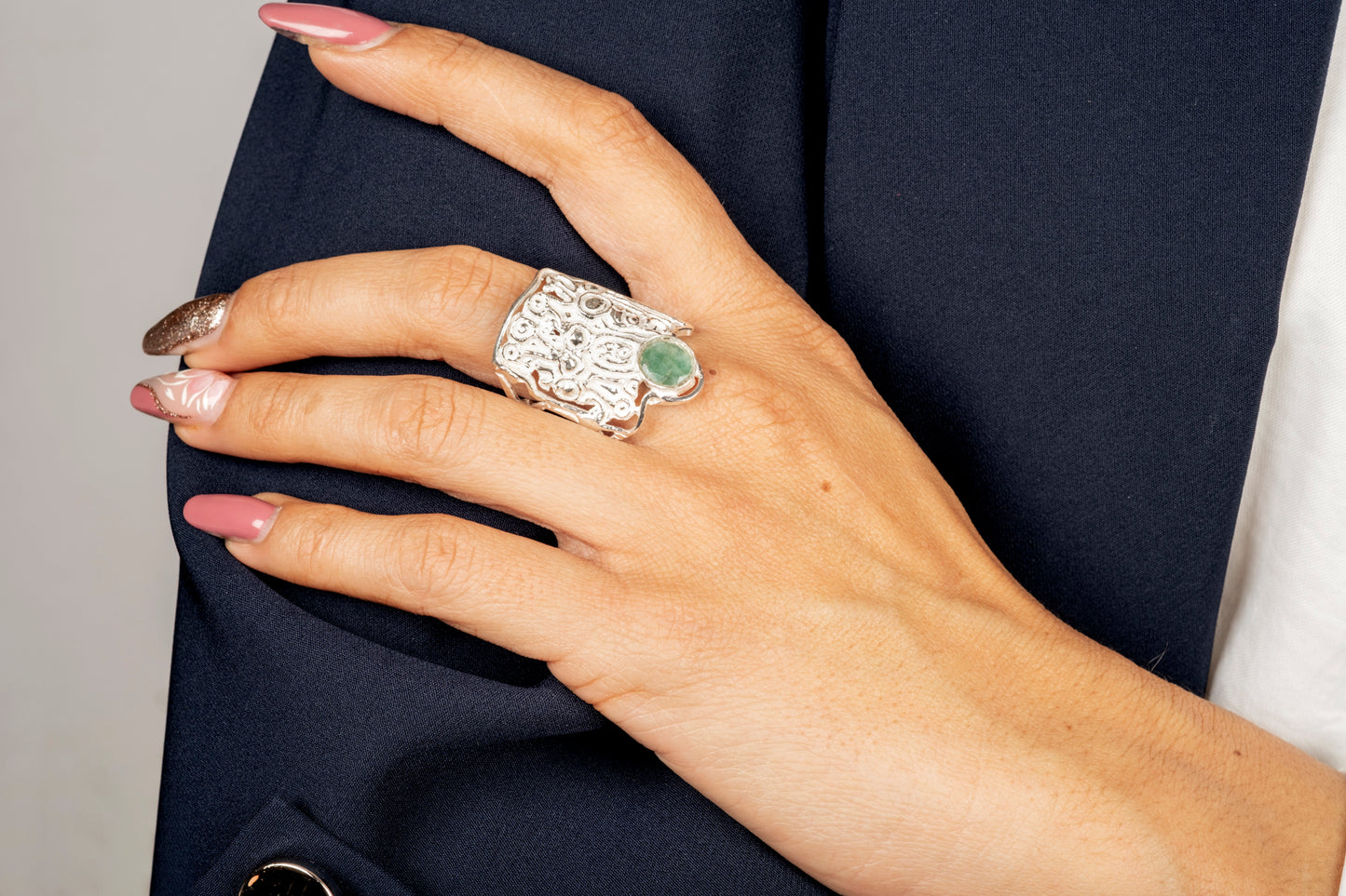 Anello argento e smeraldo