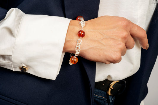 Bracciale argento e ambra
