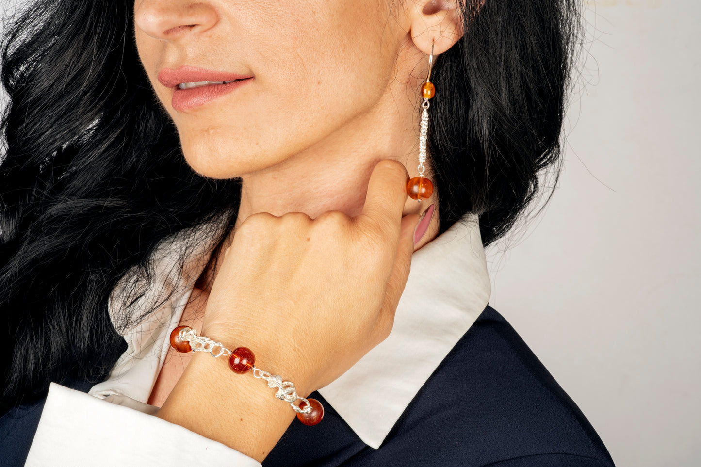 Bracciale argento e ambra