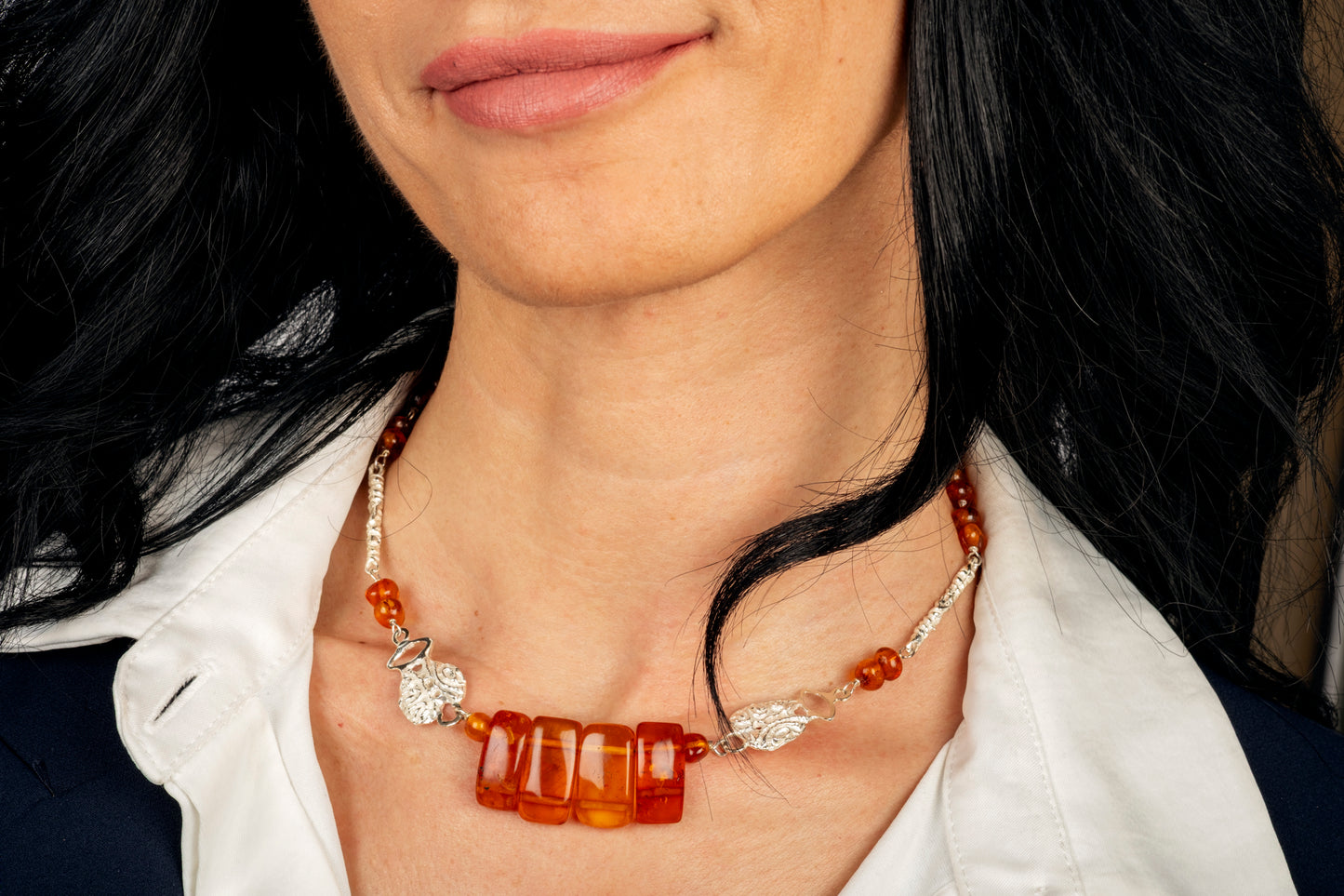 Girocollo argento e ambra